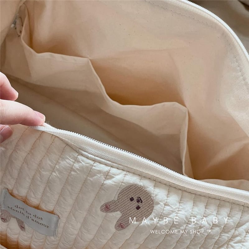 Mother Cotton Fabric Storage Handbag -off white
