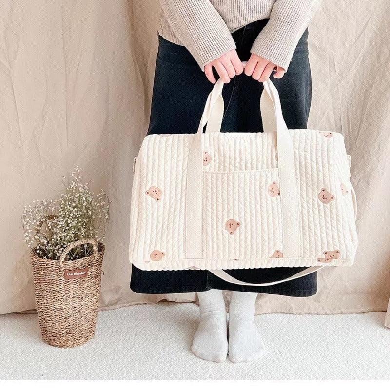 Mother Cotton Fabric Storage Handbag -off white