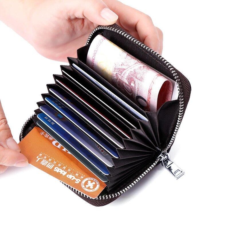 Multi Slots Credit Card Leather Wallet - Black