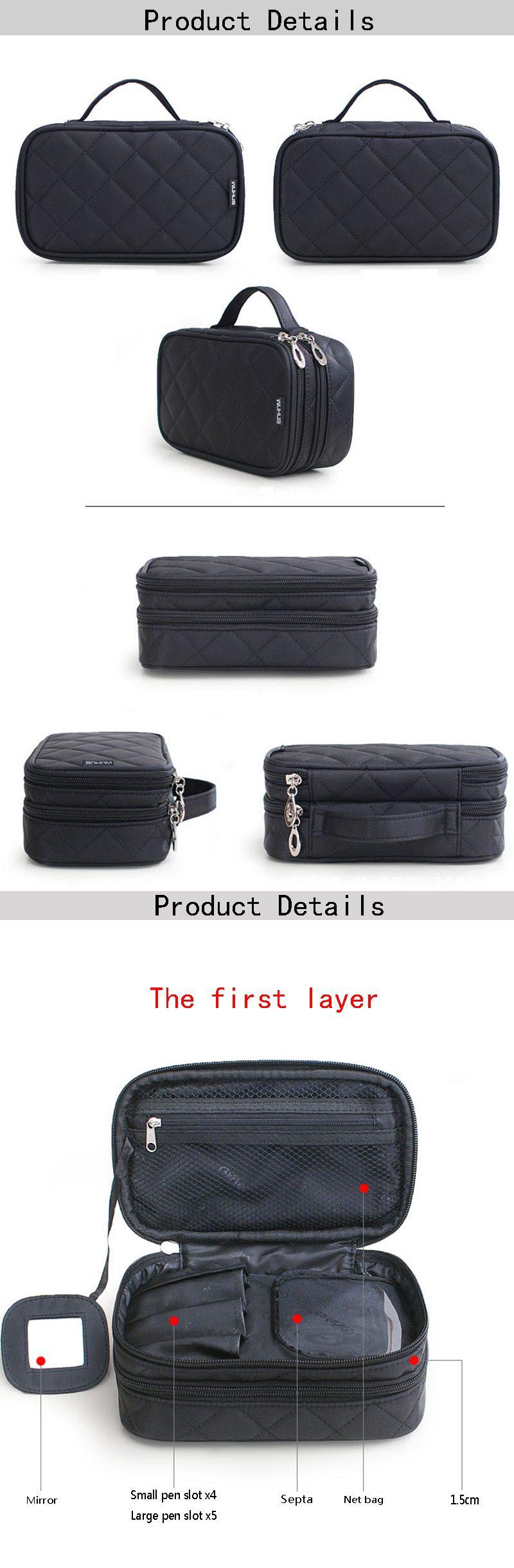 Quilted Black Travel makeup bag