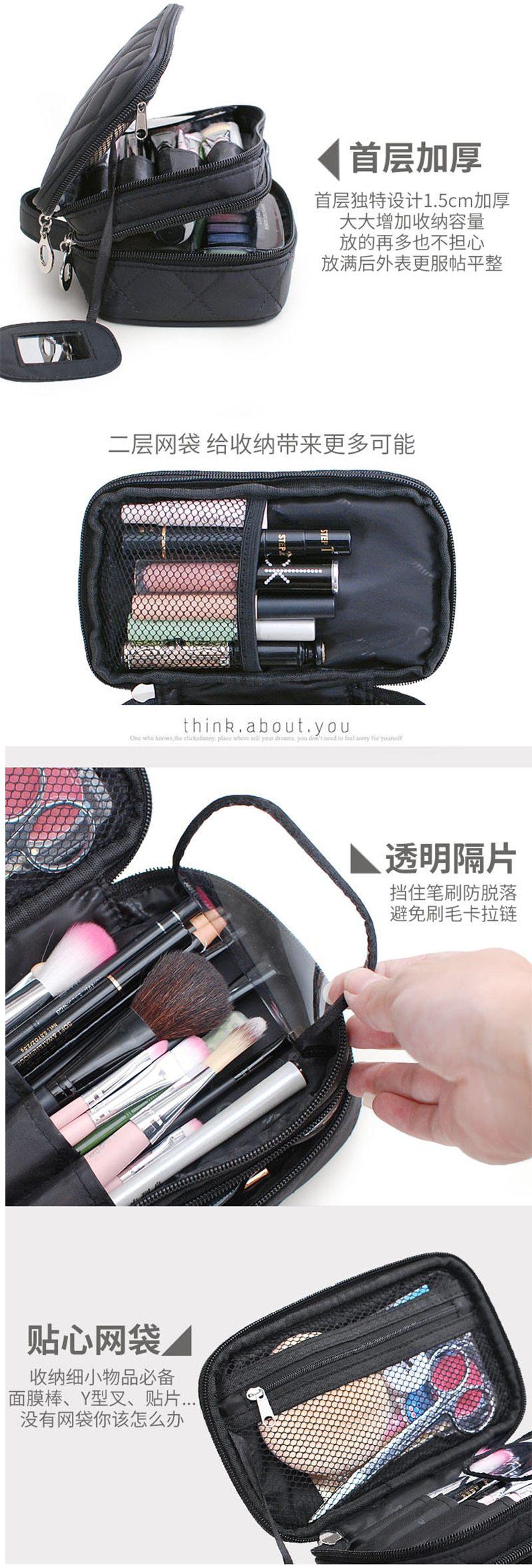 Quilted Black Travel makeup bag