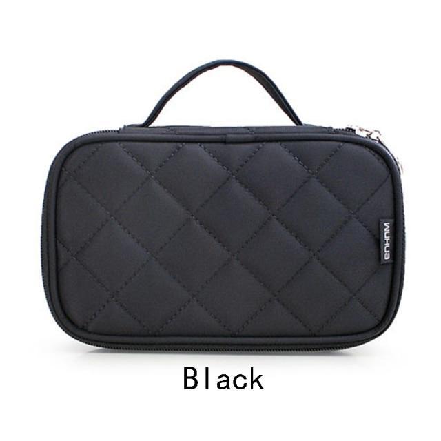 Quilted Black Travel makeup bag