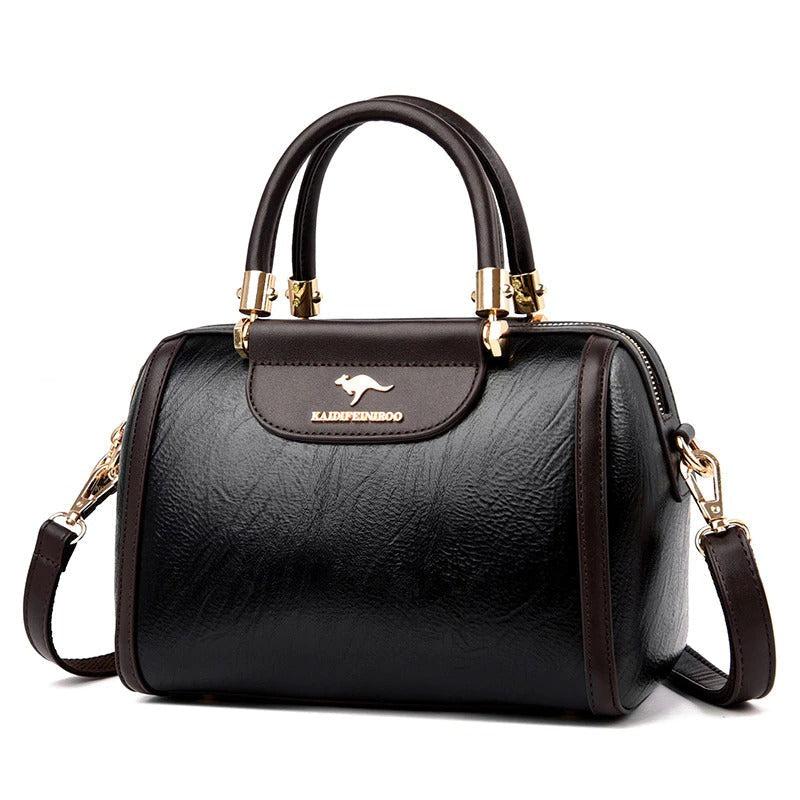 Small Crossbody Leather Handbag - Black