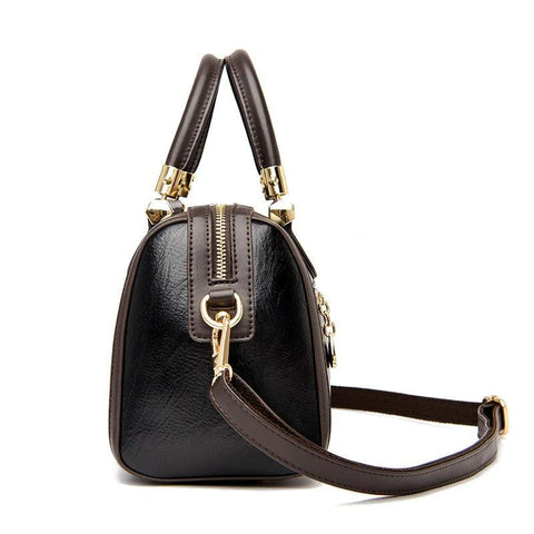 Small Crossbody Leather Handbag - Black