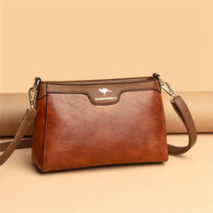 Small Crossbody Leather Purse - Camel Brown