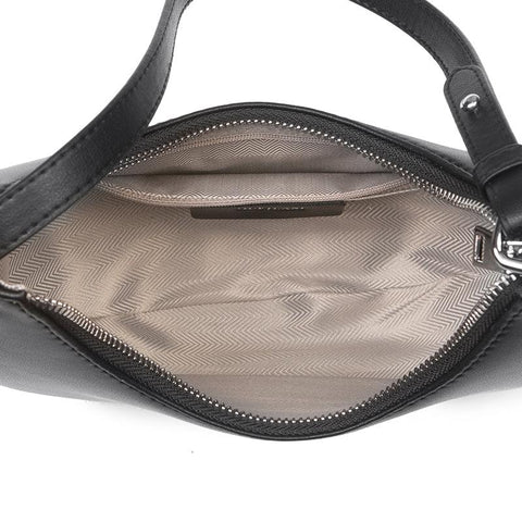 Small Curved Leather Handbag - Black