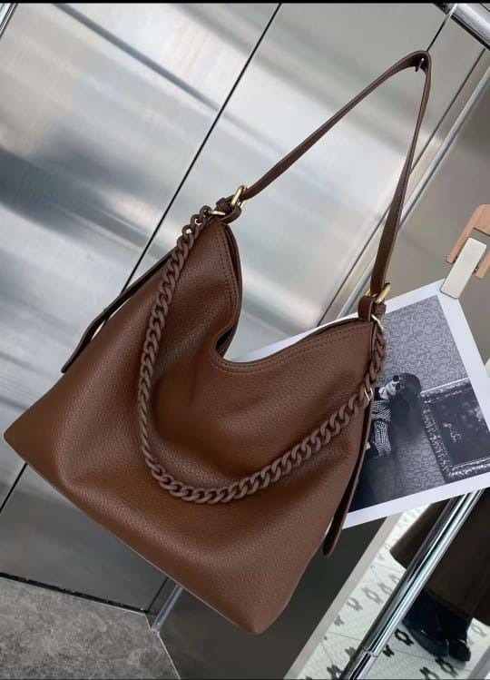 Large Leather Tote Bag - Brown