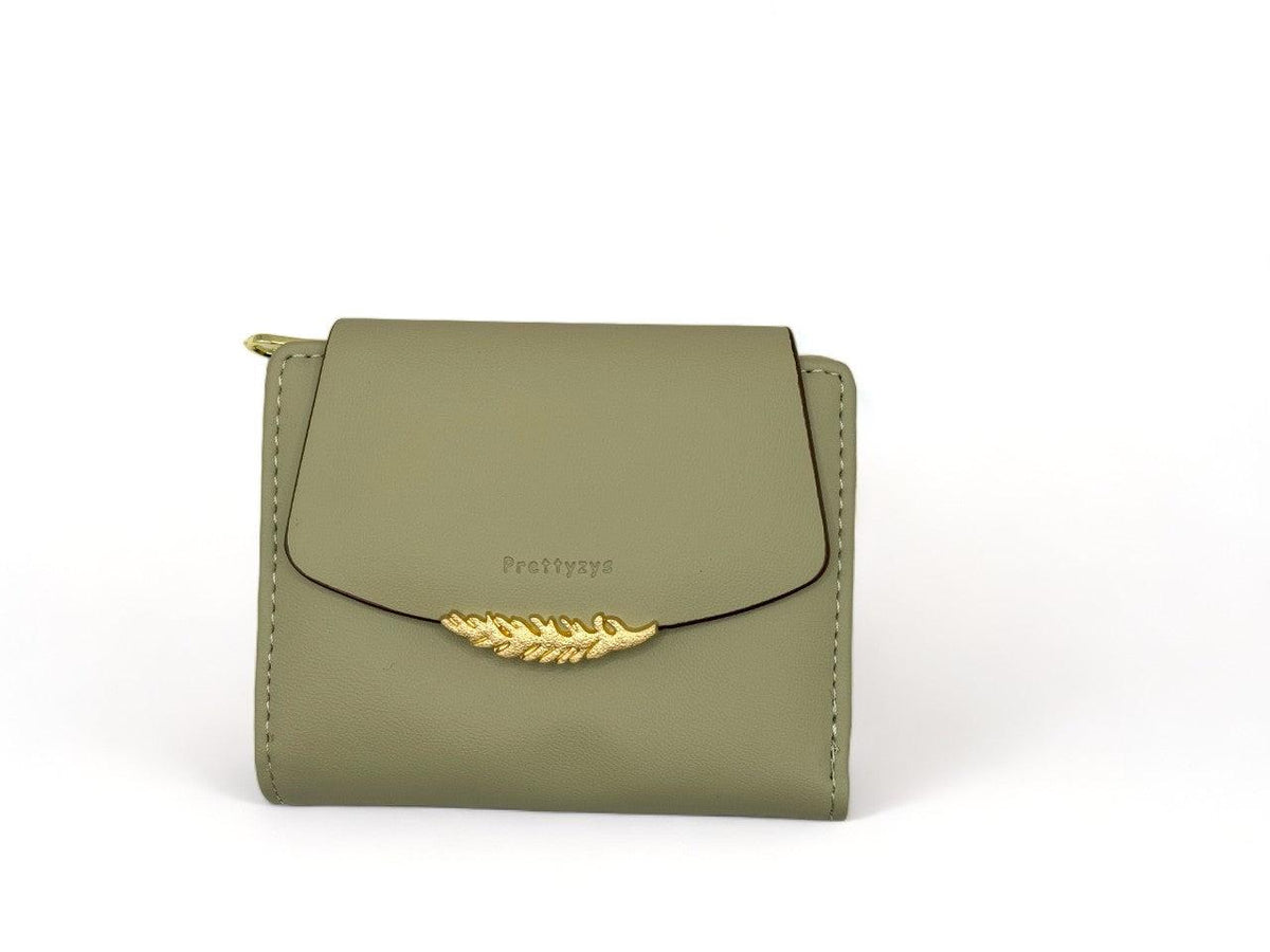 Small Leather Flap Wallet - Mint Green