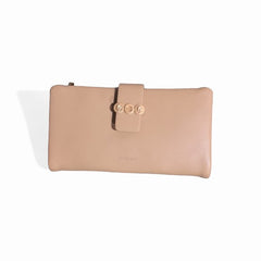 Small Leather Wallet - Beige
