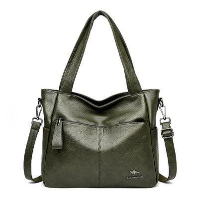 Women handbag of flexible leather in Green