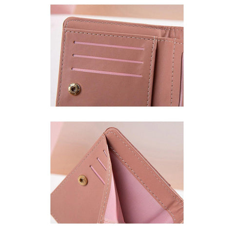 Women's leather wallet with an elegant exterior design - pink