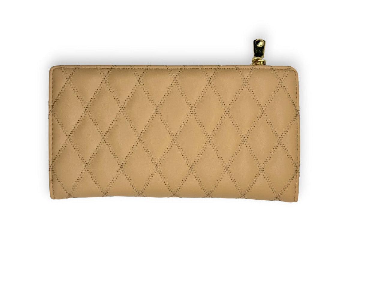 Small Leather Wallet - Beige