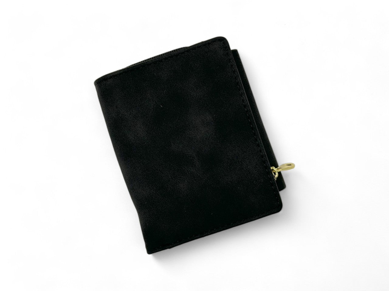 Small Leather Wallet with - Black