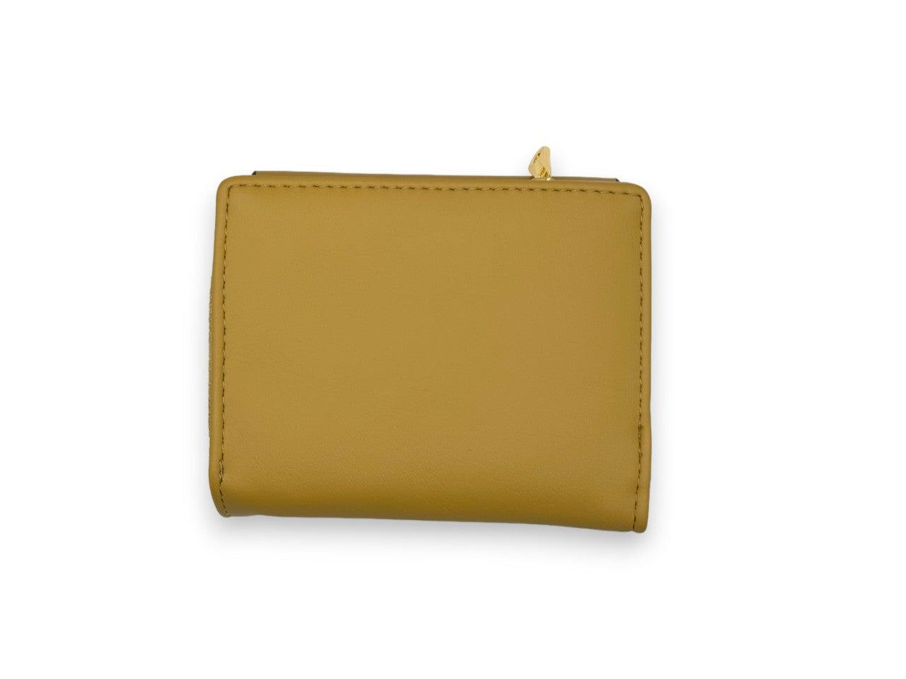 Small Leather Wallet with - Beige