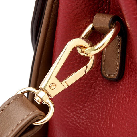 Large Classical Leather Handbag - Camel Brown