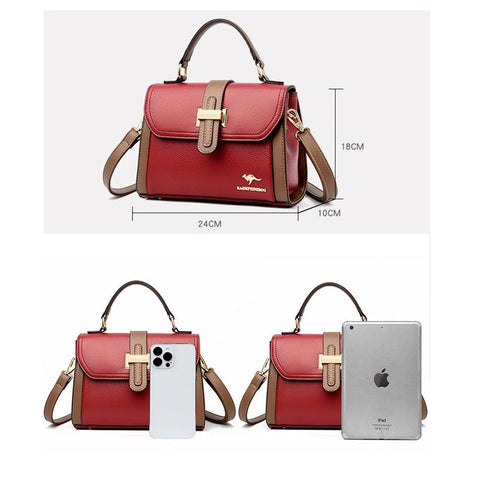Large Classical Leather Handbag - Camel Brown