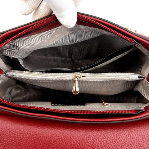 Large Classical Leather Handbag - Camel Brown