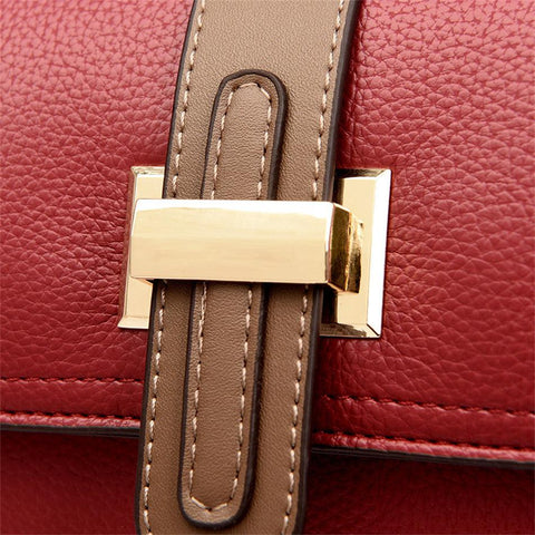 Large Classical Leather Handbag - Camel Brown