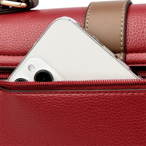 Large Classical Leather Handbag - Camel Brown