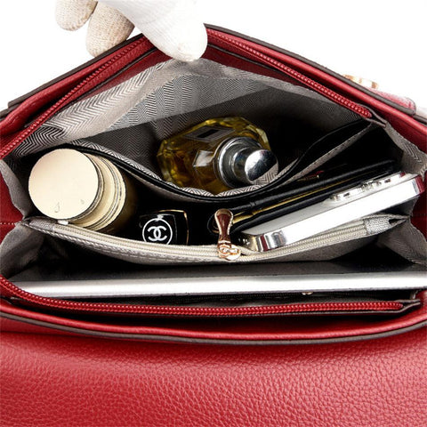 Large Classical Leather Handbag - Camel Brown