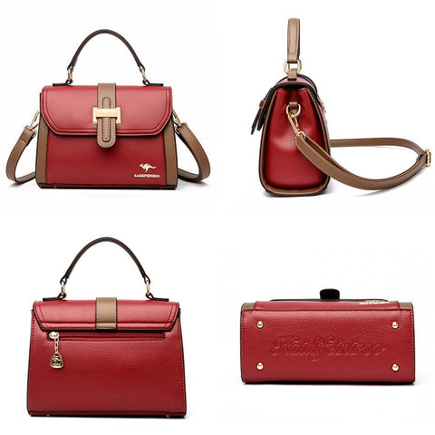 Large Classical Leather Handbag - Camel Brown
