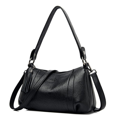 Meduim Casual Leather Handbag - Camel Brown