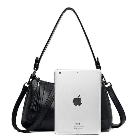 Meduim Casual Leather Handbag - Camel Brown