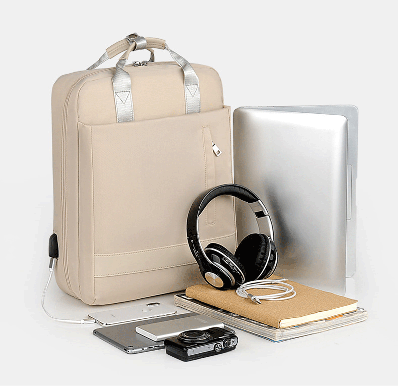 Large PU Laptop Backpack -  Pink
