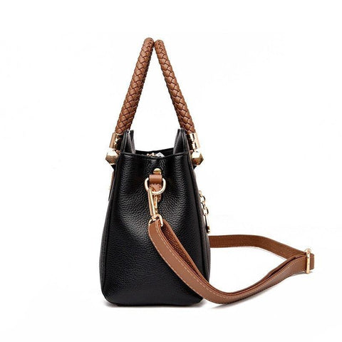 Large Classical Leather Handbag - Camel Brown