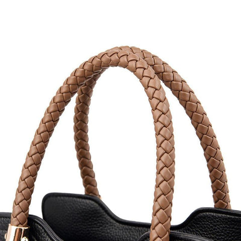 Large Classical Leather Handbag - Camel Brown
