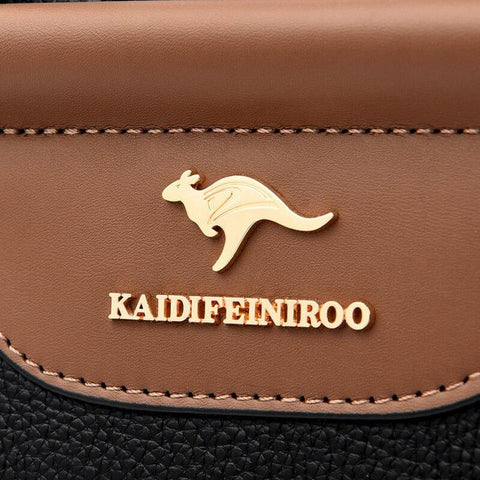 Large Classical Leather Handbag - Camel Brown
