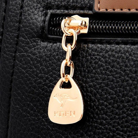 Large Classical Leather Handbag - Camel Brown