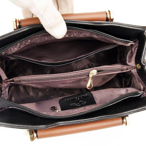 Large Classical Leather Handbag - Camel Brown