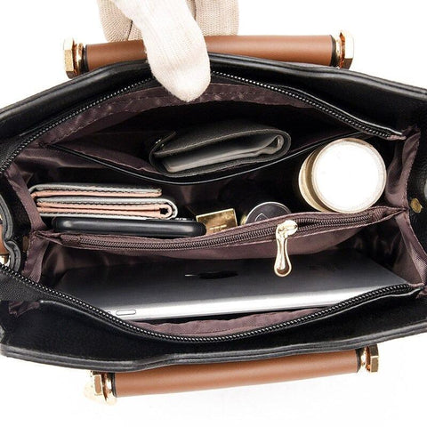 Large Classical Leather Handbag - Camel Brown