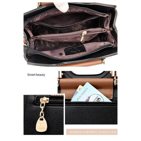Large Classical Leather Handbag - Camel Brown