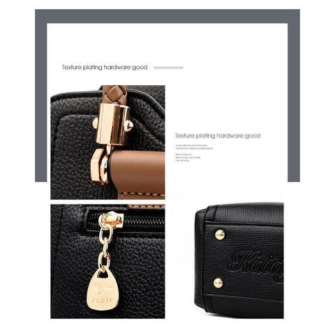 Large Classical Leather Handbag - Camel Brown