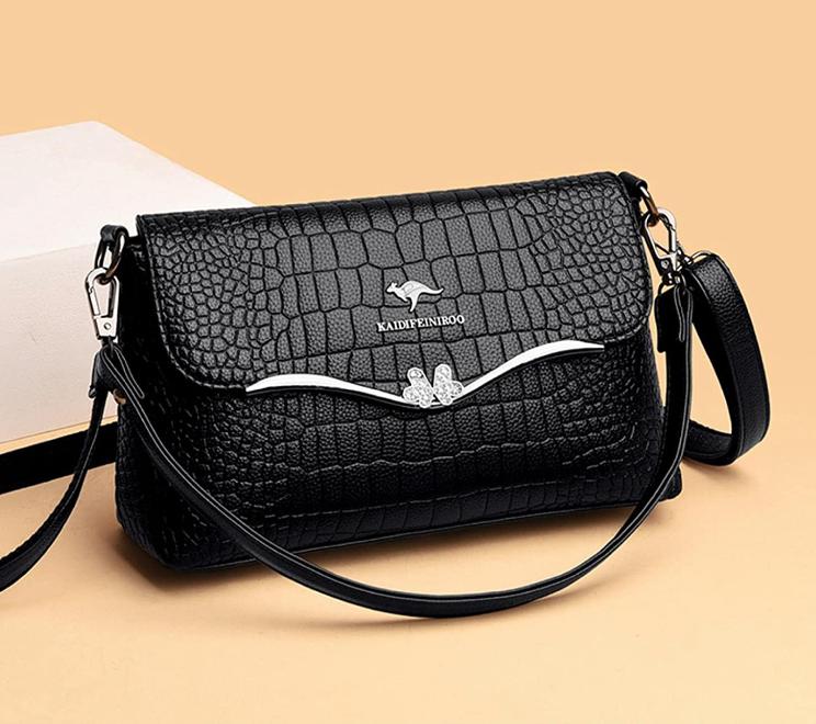 Small croc flap women bag in Black-Evorastyle.ae